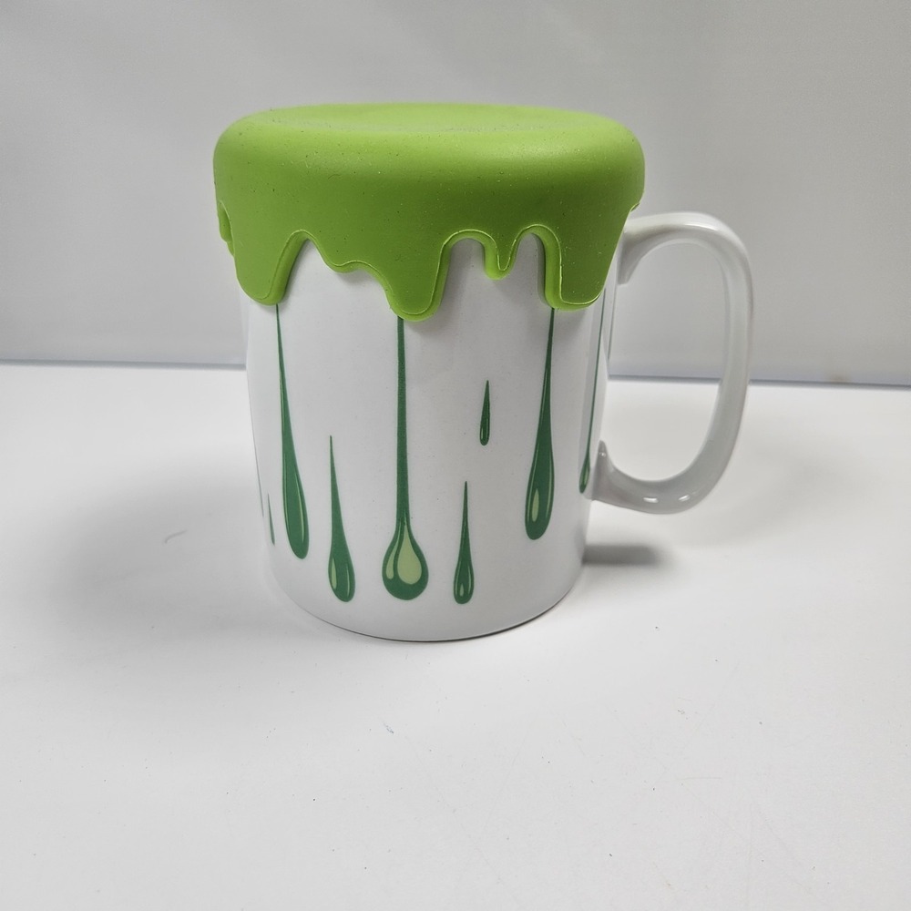 Tabletop Gallery Slime Mug Green with Lid Coaster Silicone White